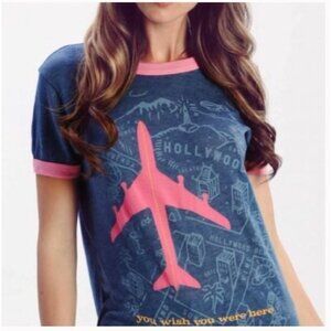 Wildfox I Wish You Were Here Hollywood Airplane Top NWT Size XS B8